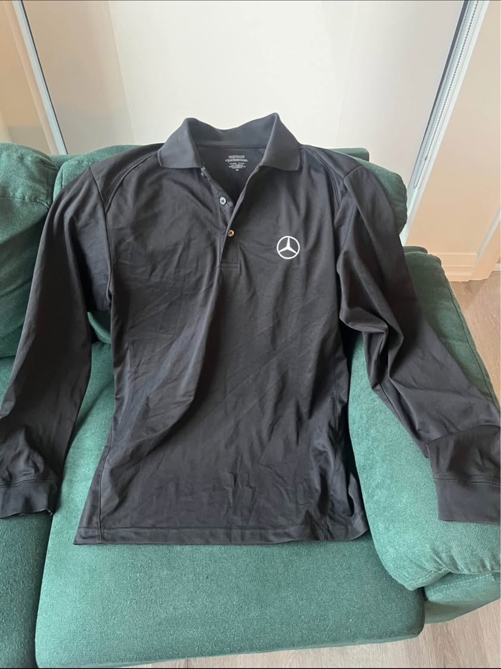 Mens Mercedes Black Long-Sleeve Polo Shirt